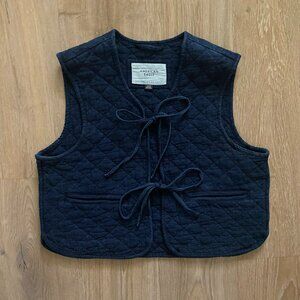American Eagle Tie Front Quilted Blue Vest